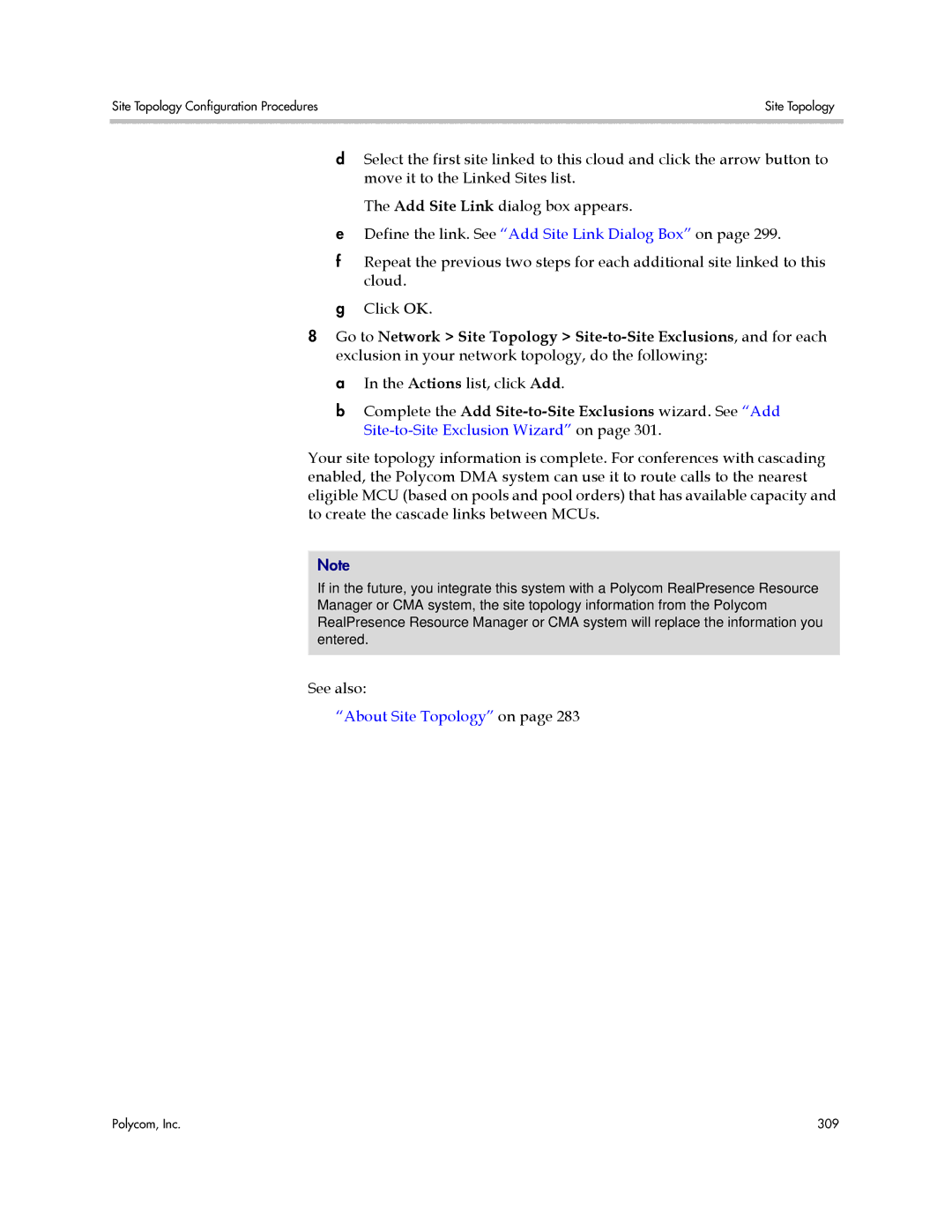 Polycom 3725-76302-001LI manual About Site Topology on 