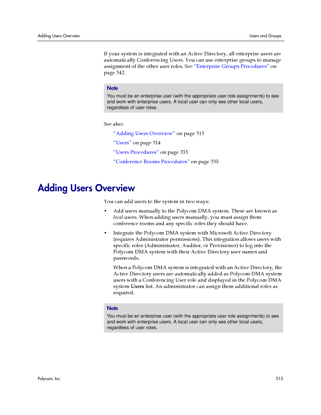 Polycom 3725-76302-001LI manual Adding Users Overview 