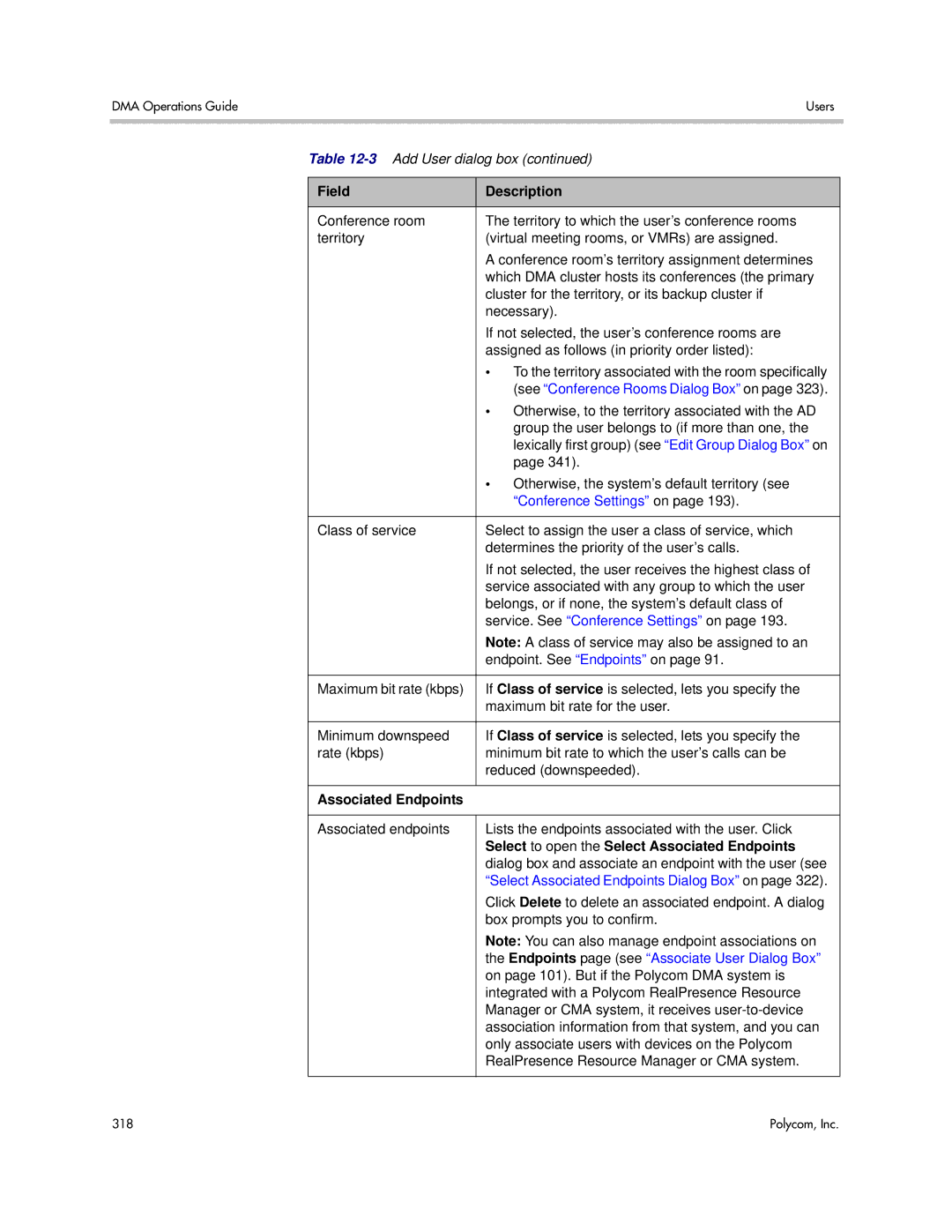 Polycom 3725-76302-001LI manual Conference Settings on, Select to open the Select Associated Endpoints 