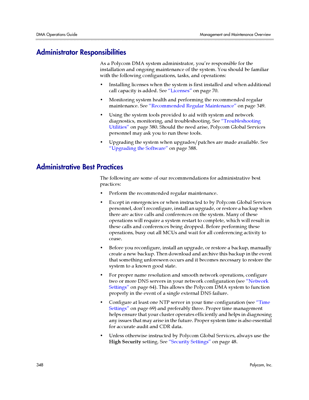 Polycom 3725-76302-001LI manual Administrator Responsibilities, Administrative Best Practices 