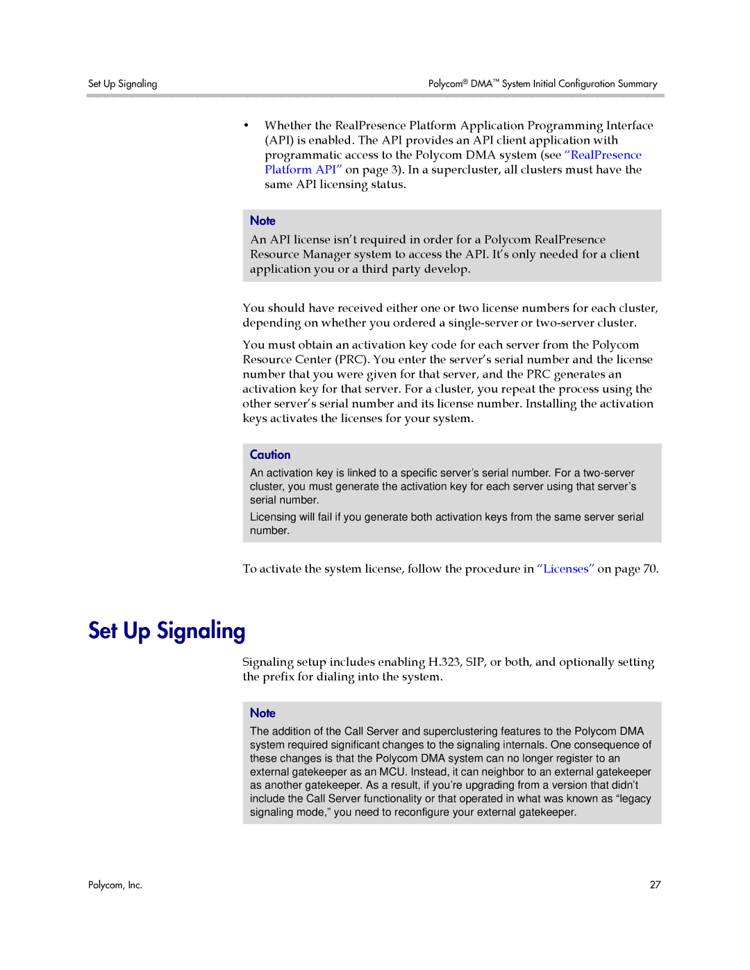 Polycom 3725-76302-001LI manual Set Up Signaling 