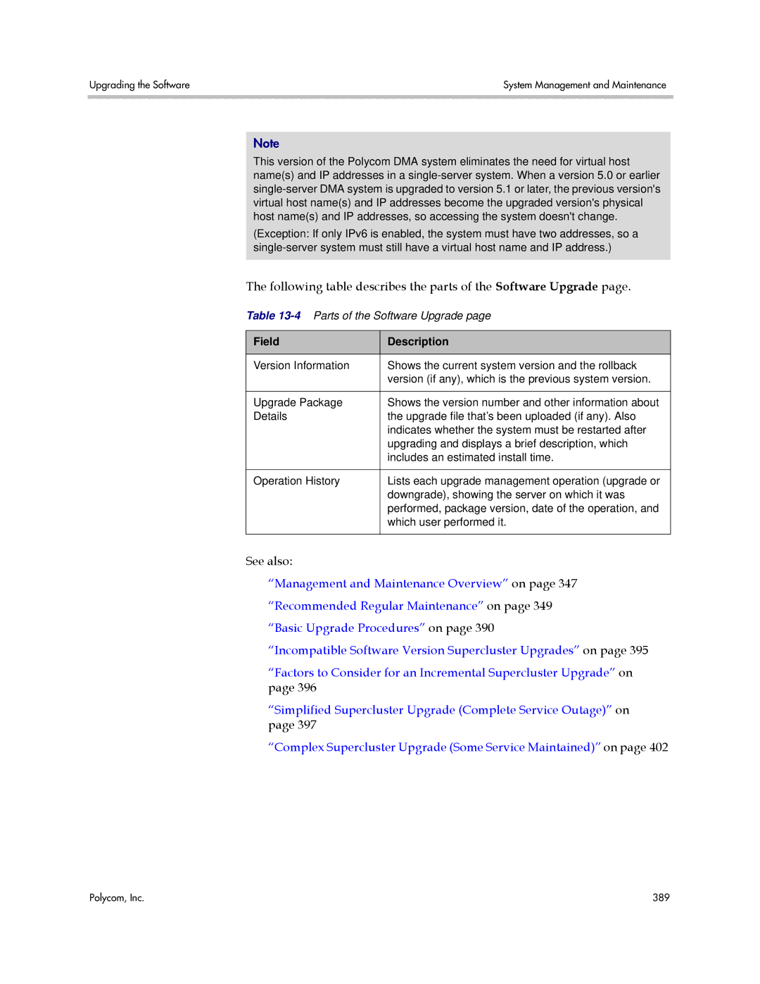 Polycom 3725-76302-001LI manual Following table describes the parts of the Software Upgrade 