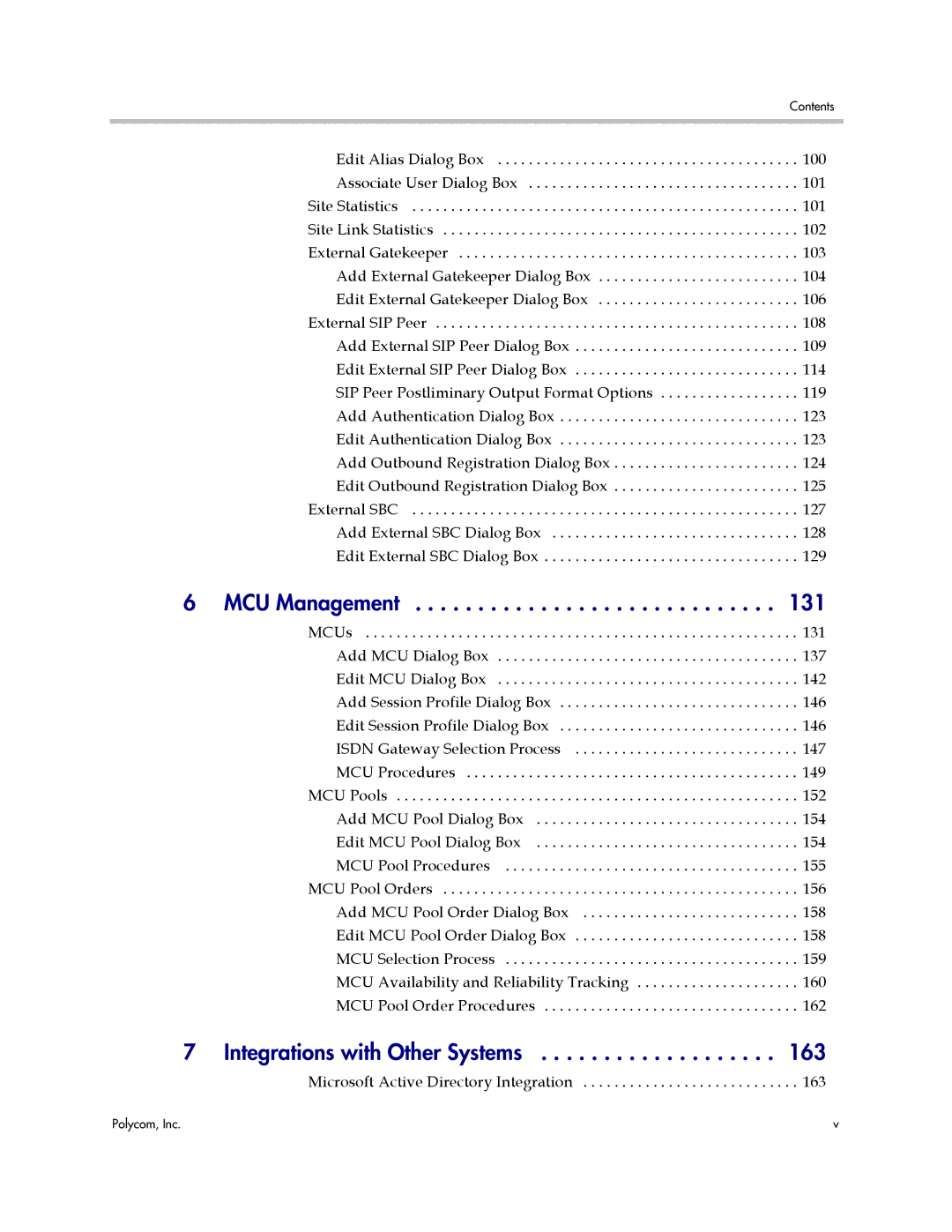 Polycom 3725-76302-001LI manual MCU Management 131, Integrations with Other Systems 163 