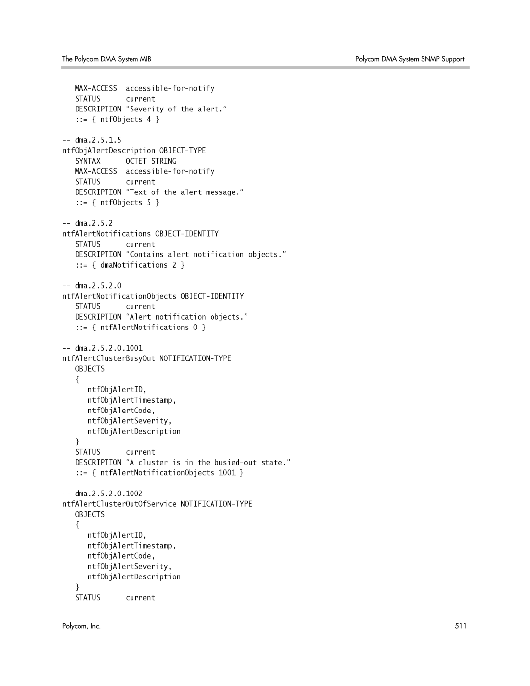 Polycom 3725-76302-001LI manual Accessible-for-notify, NtfObjAlertID NtfObjAlertTimestamp NtfObjAlertCode 