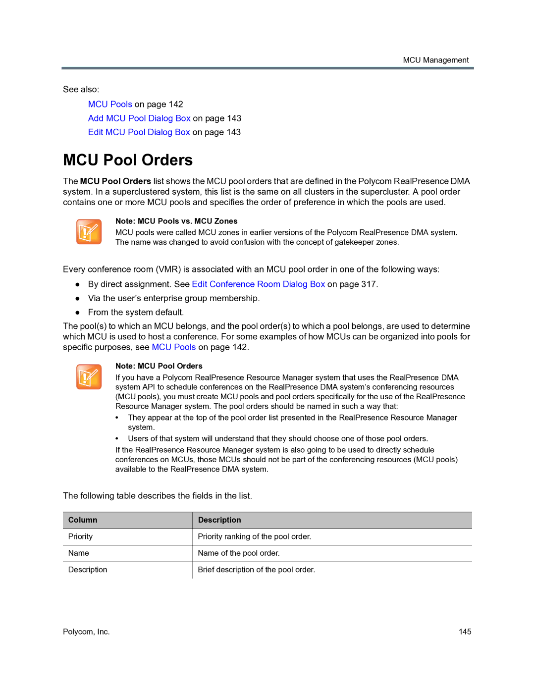 Polycom 3725-76302-001O manual MCU Pool Orders 