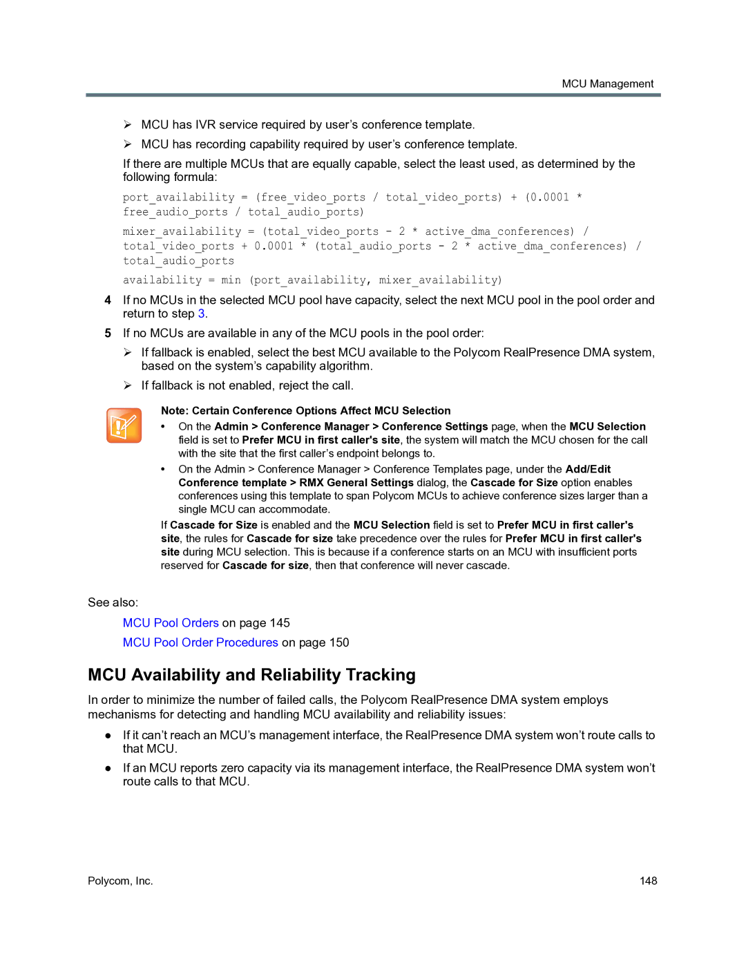 Polycom 3725-76302-001O manual MCU Availability and Reliability Tracking 