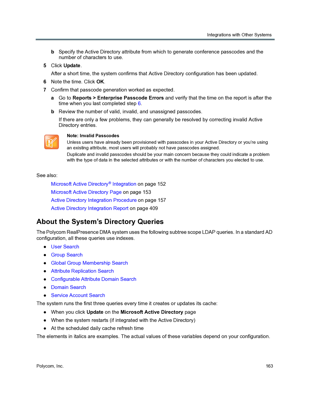 Polycom 3725-76302-001O About the System’s Directory Queries, When you click Update on the Microsoft Active Directory 