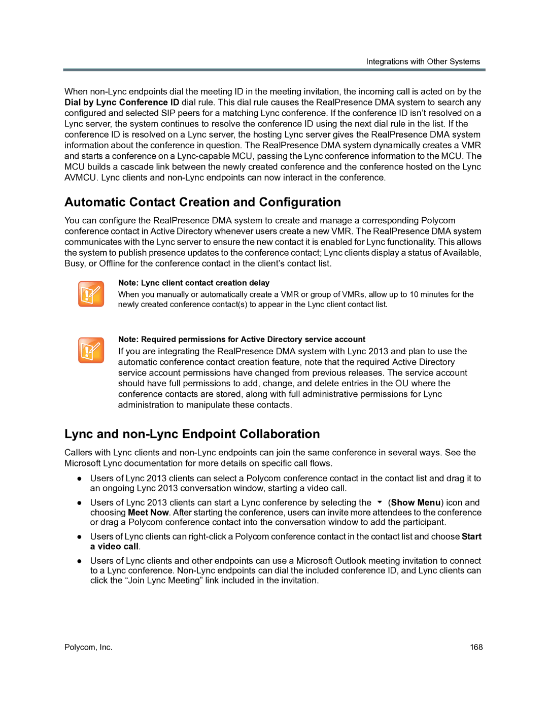 Polycom 3725-76302-001O manual Automatic Contact Creation and Configuration, Lync and non-Lync Endpoint Collaboration 