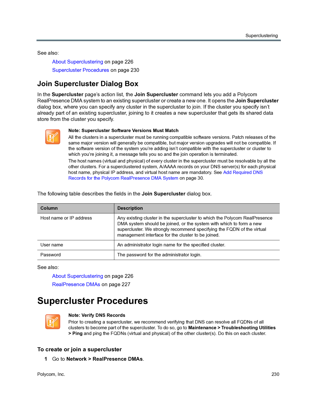 Polycom 3725-76302-001O manual Supercluster Procedures, Join Supercluster Dialog Box, To create or join a supercluster 