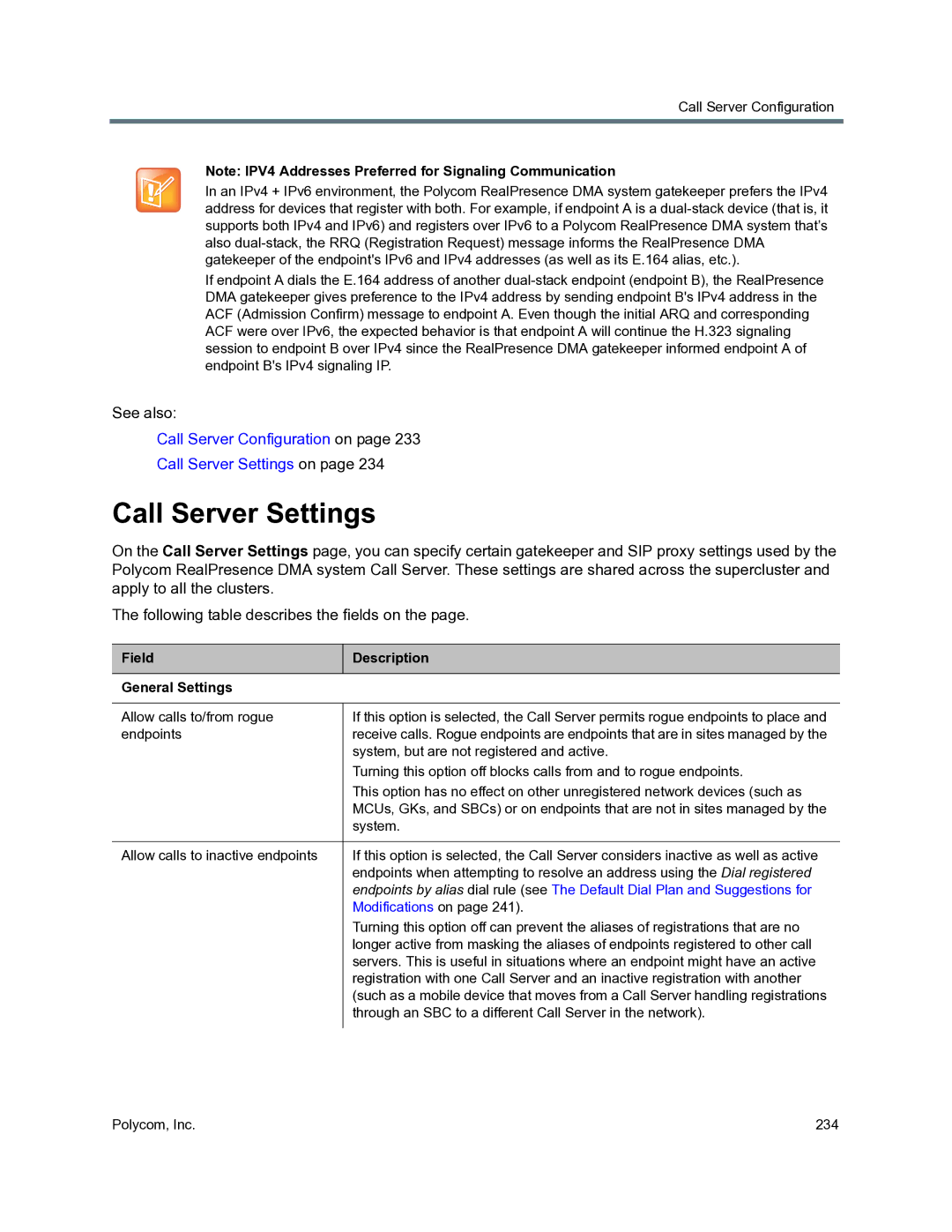 Polycom 3725-76302-001O manual Call Server Settings, Field Description General Settings, Modifications on 