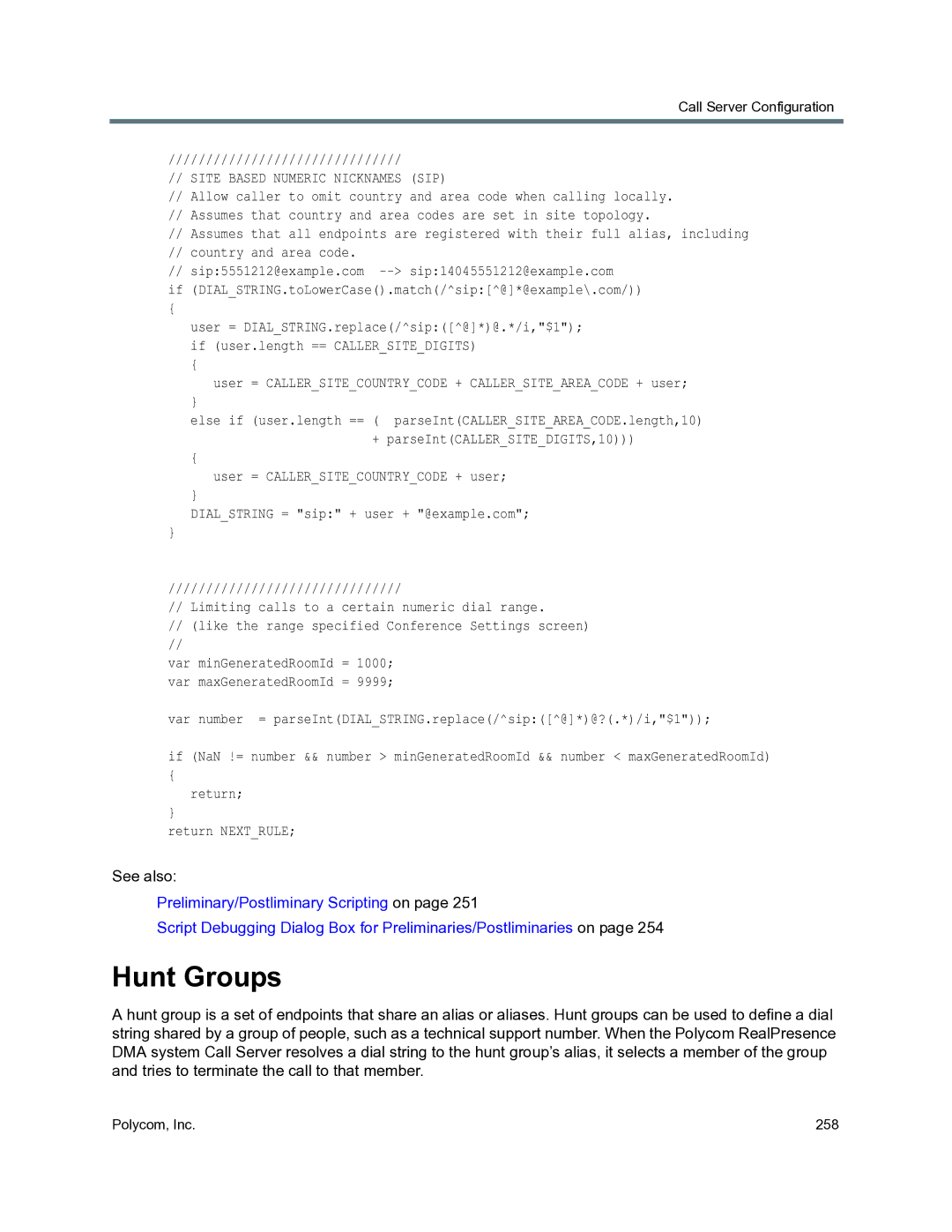 Polycom 3725-76302-001O manual Hunt Groups, Site Based Numeric Nicknames SIP 