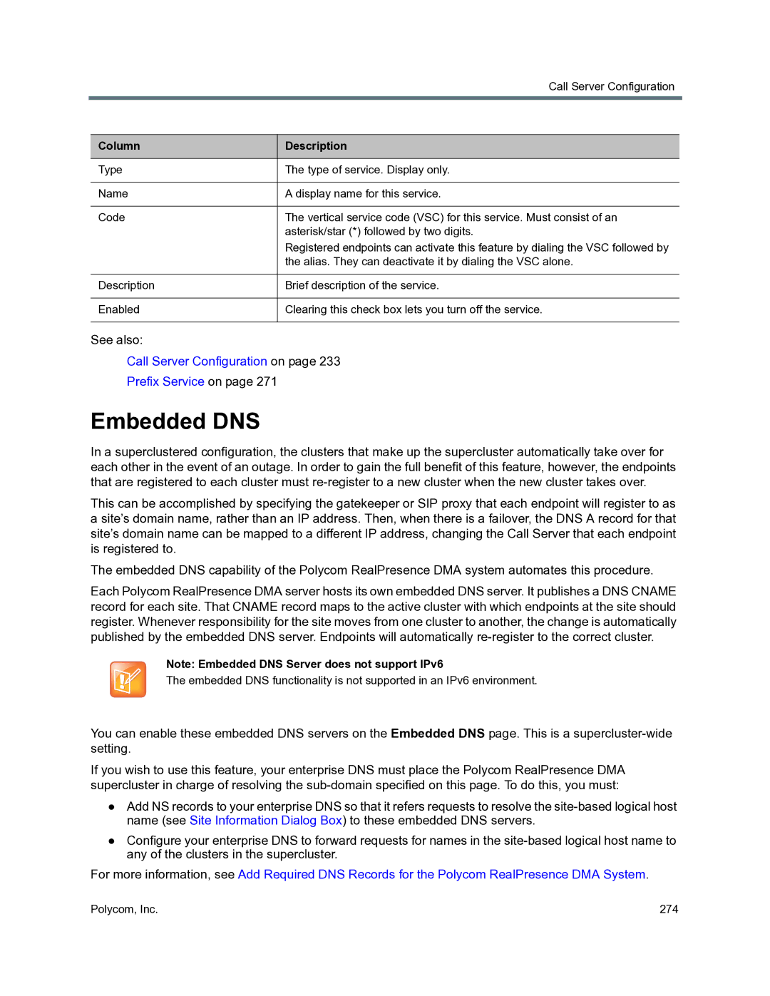 Polycom 3725-76302-001O manual Embedded DNS, Column 