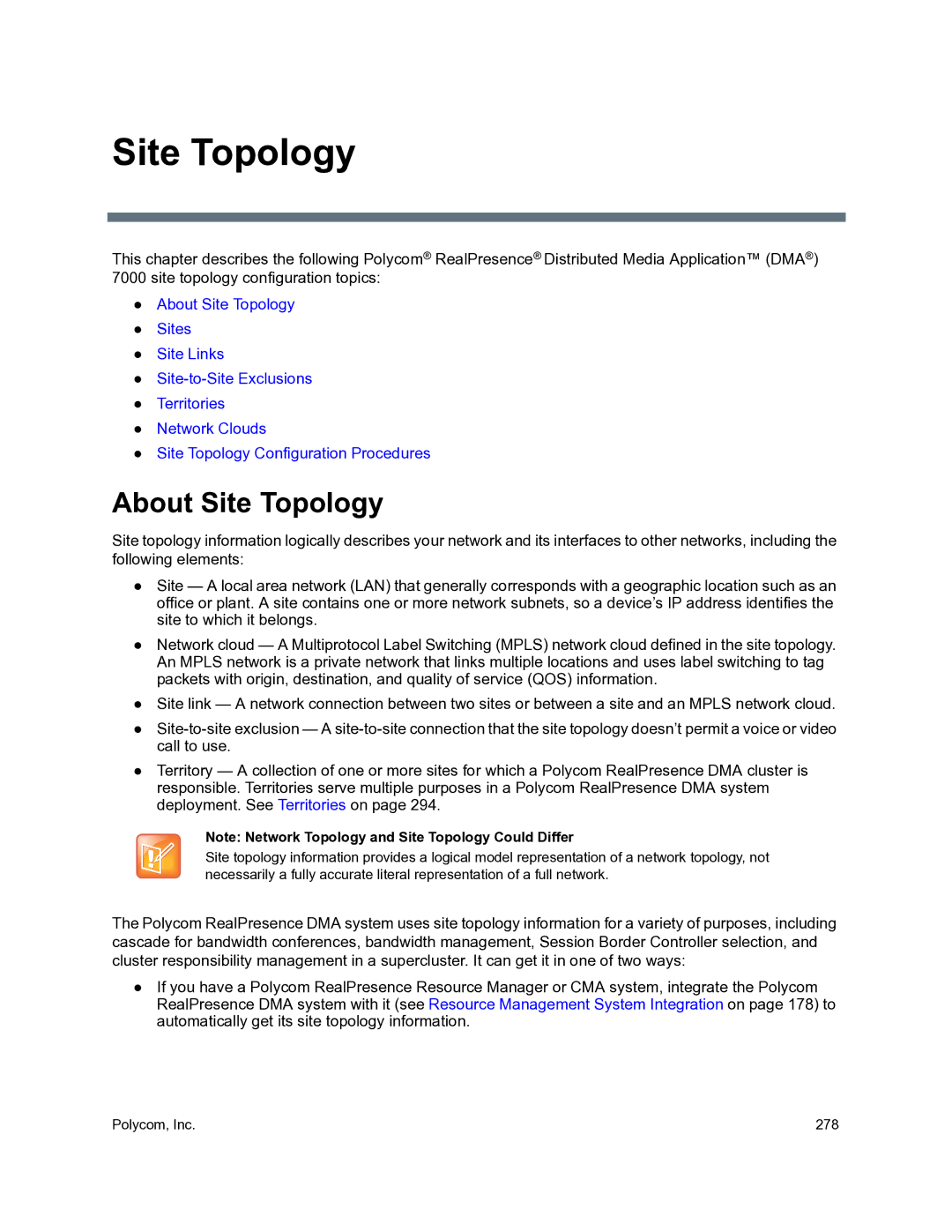 Polycom 3725-76302-001O manual About Site Topology 