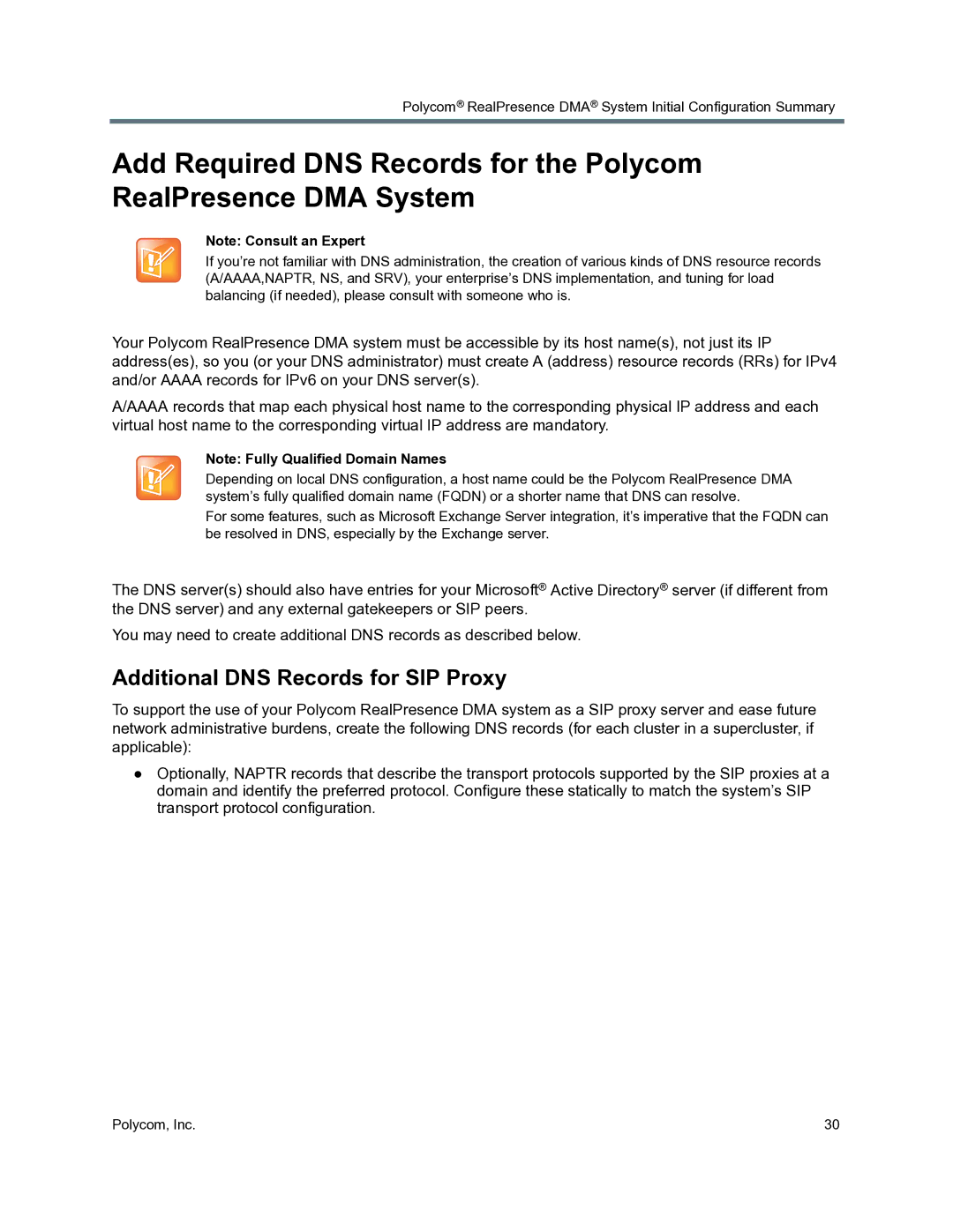 Polycom 3725-76302-001O manual Additional DNS Records for SIP Proxy 