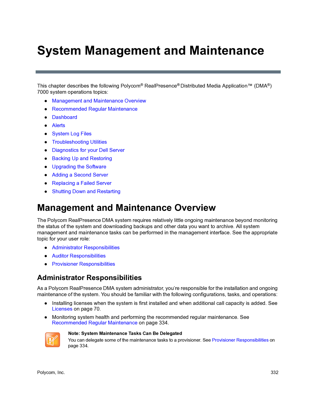 Polycom 3725-76302-001O manual Management and Maintenance Overview, Administrator Responsibilities 