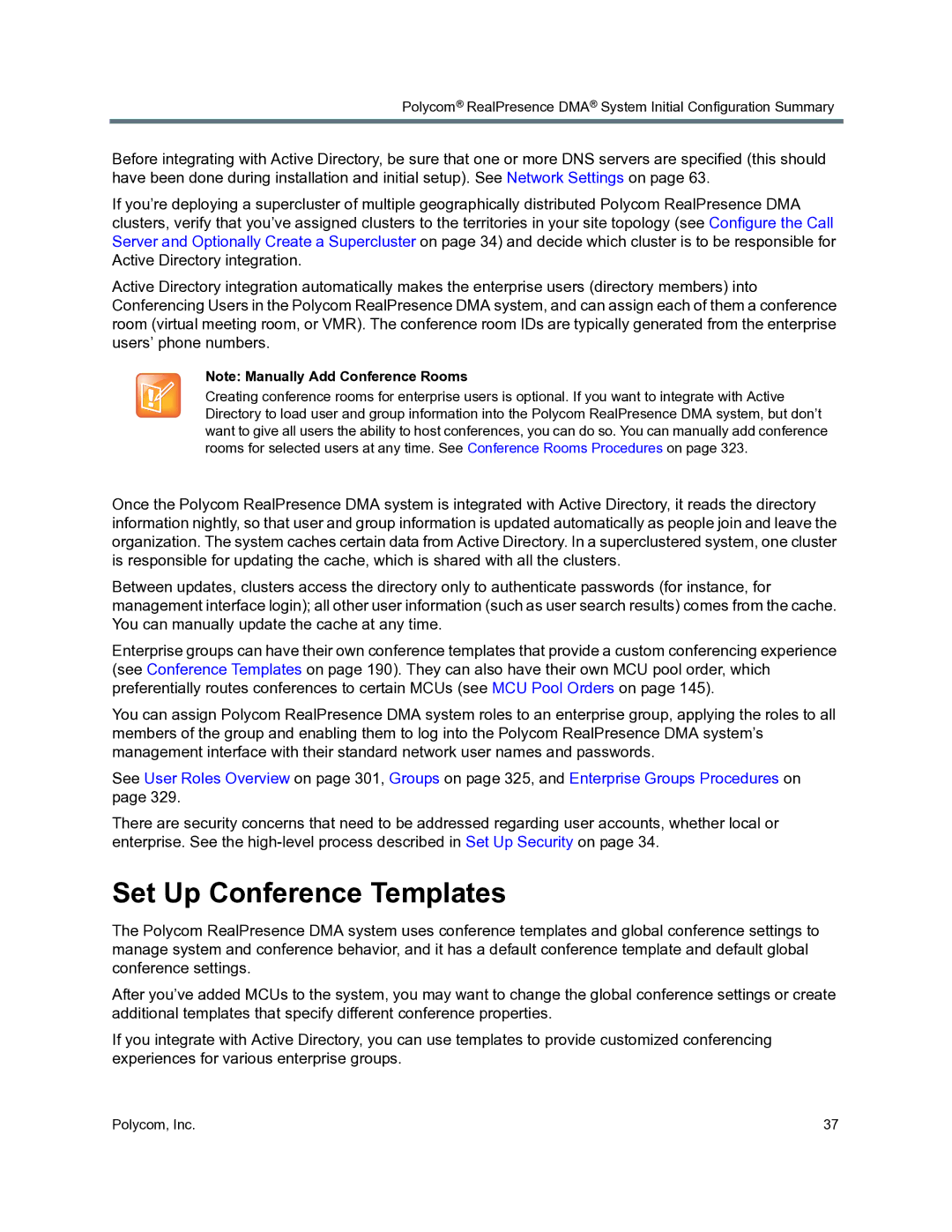 Polycom 3725-76302-001O manual Set Up Conference Templates 