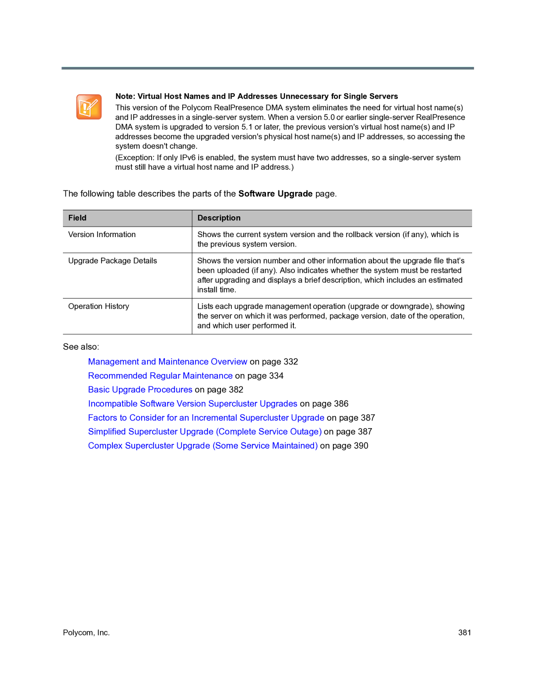 Polycom 3725-76302-001O manual Following table describes the parts of the Software Upgrade 