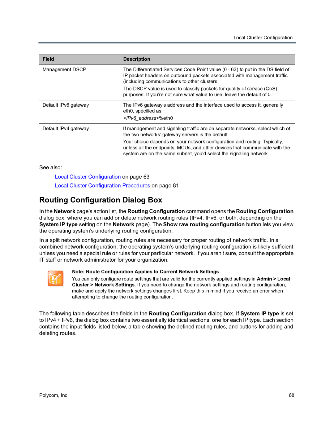 Polycom 3725-76302-001O manual Routing Configuration Dialog Box, IPv6address%eth0 