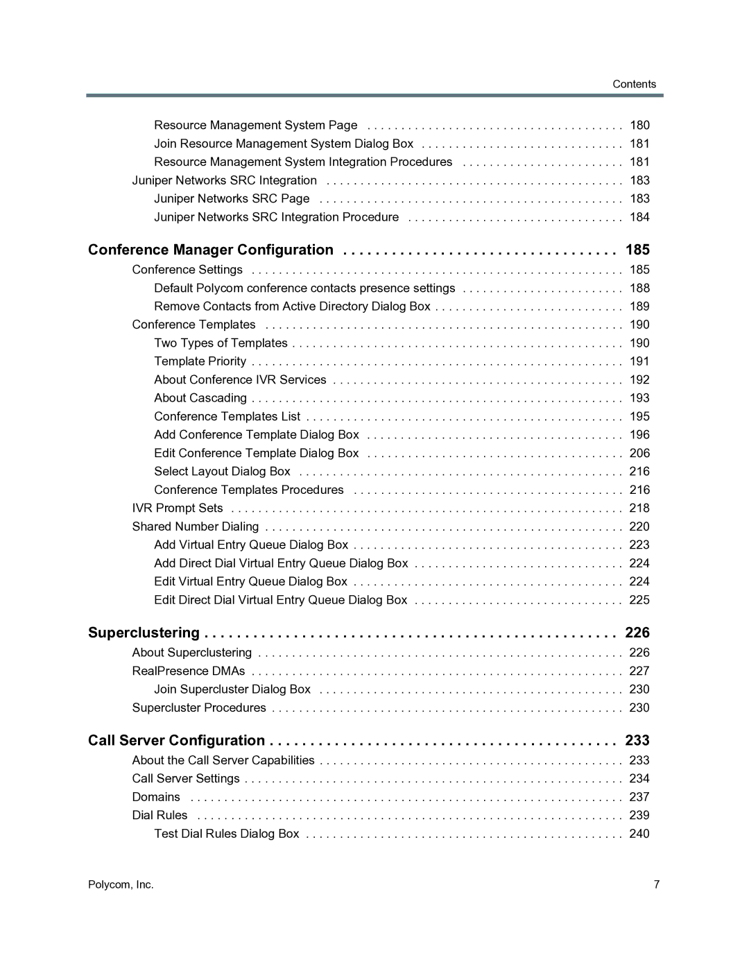 Polycom 3725-76302-001O manual Conference Manager Configuration, Superclustering, Call Server Configuration 