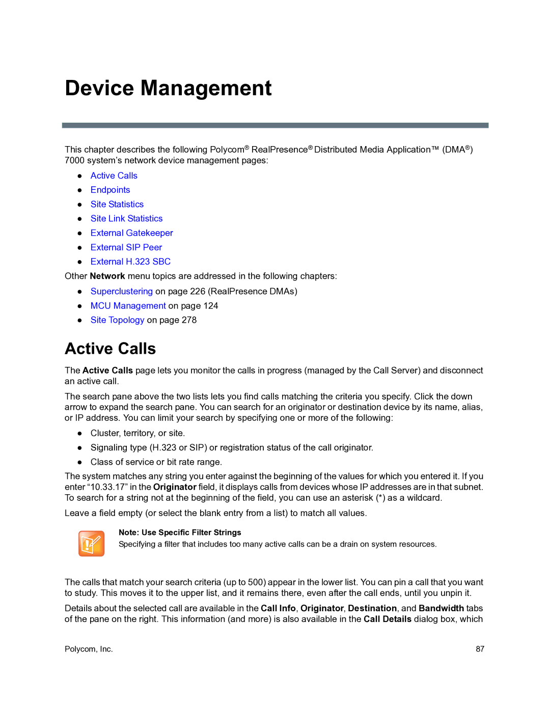 Polycom 3725-76302-001O manual Device Management, Active Calls 