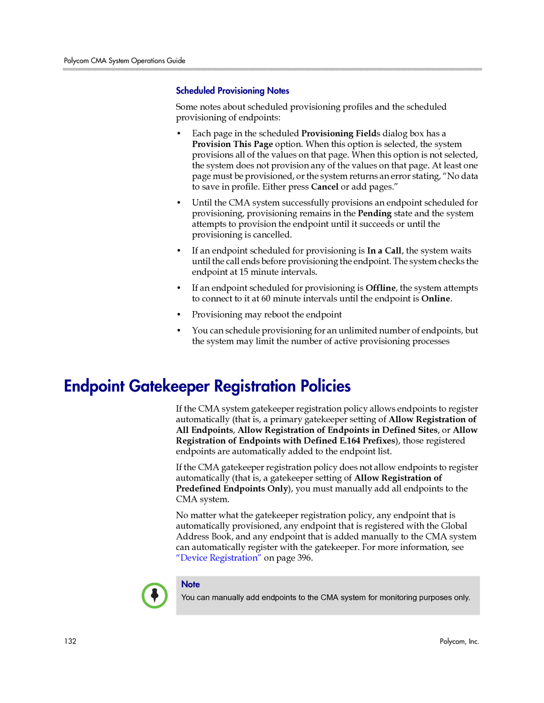 Polycom 3725-77601-001H manual Endpoint Gatekeeper Registration Policies 