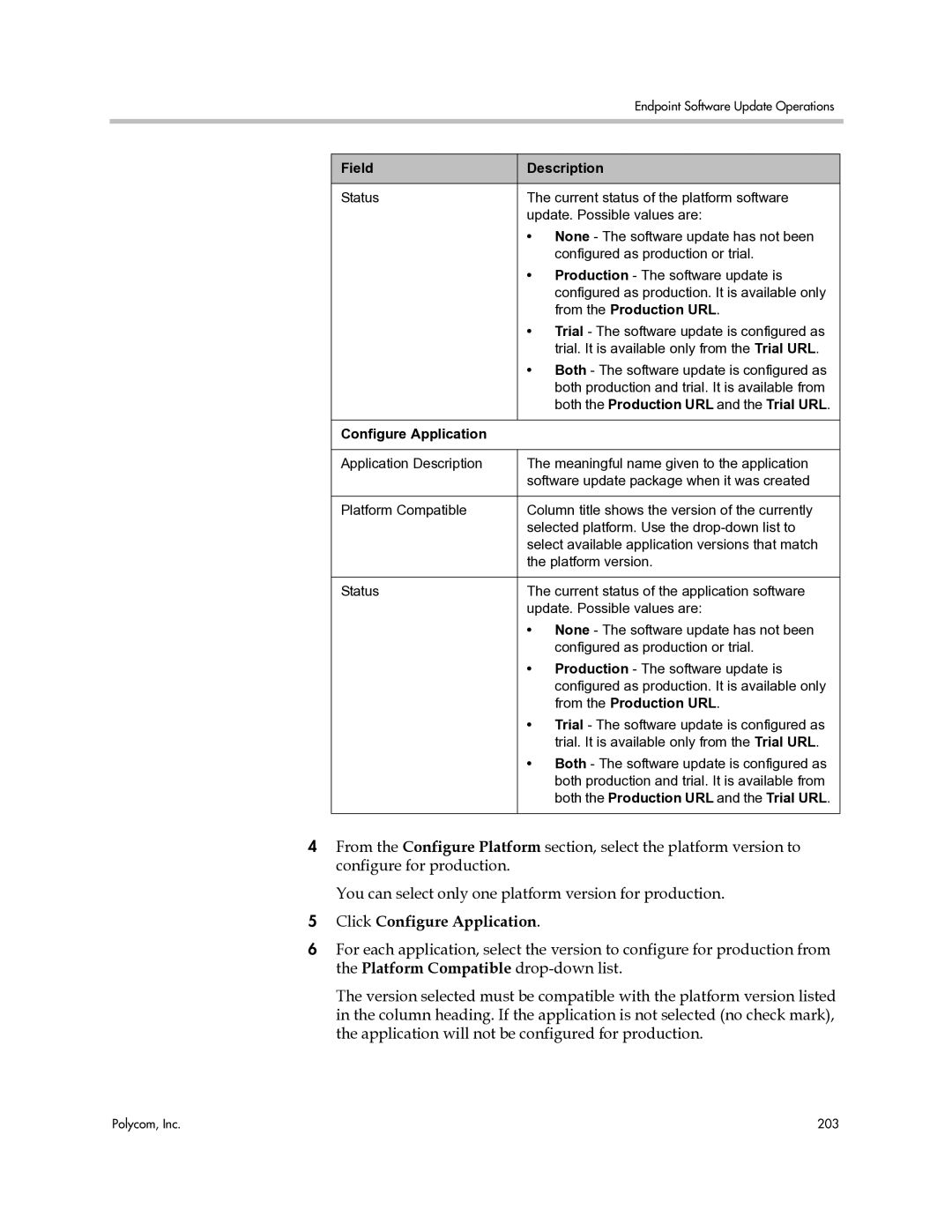 Polycom 3725-77601-001H manual Click Configure Application, Both the Production URL and the Trial URL 