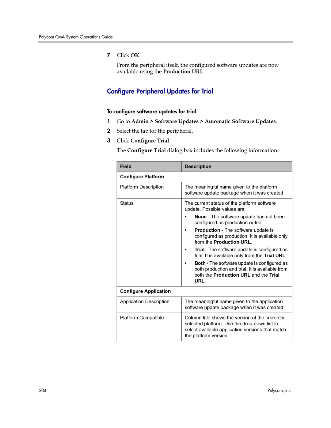 Polycom 3725-77601-001H manual Configure Peripheral Updates for Trial, Click Configure Trial 