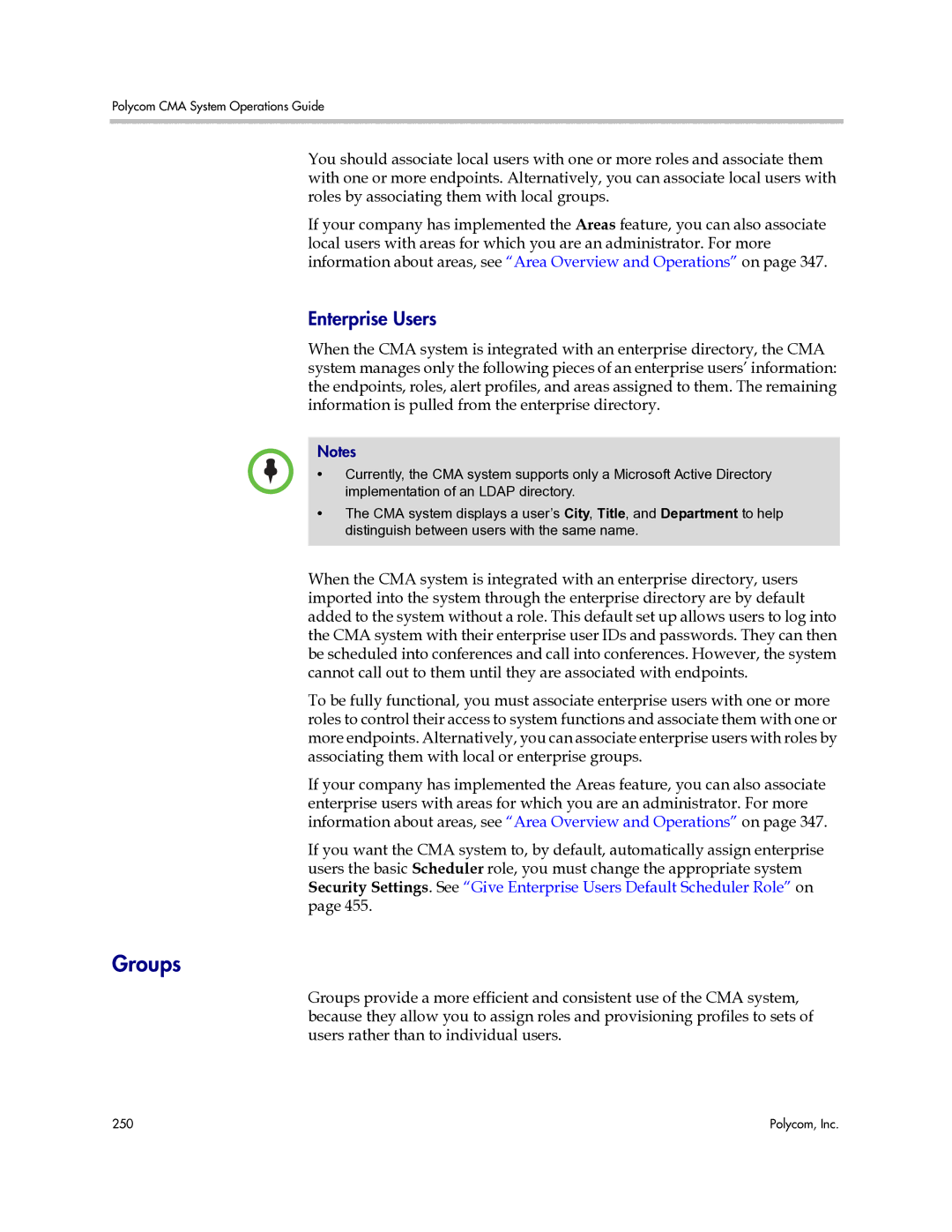 Polycom 3725-77601-001H manual Groups, Enterprise Users 