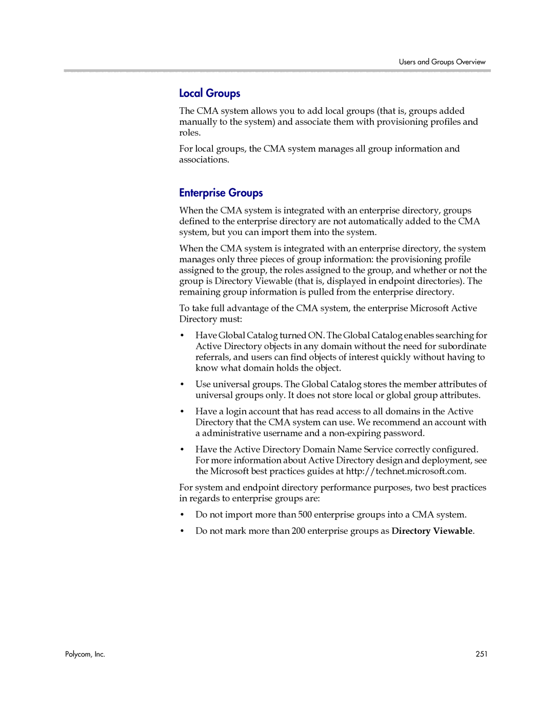 Polycom 3725-77601-001H manual Local Groups, Enterprise Groups 