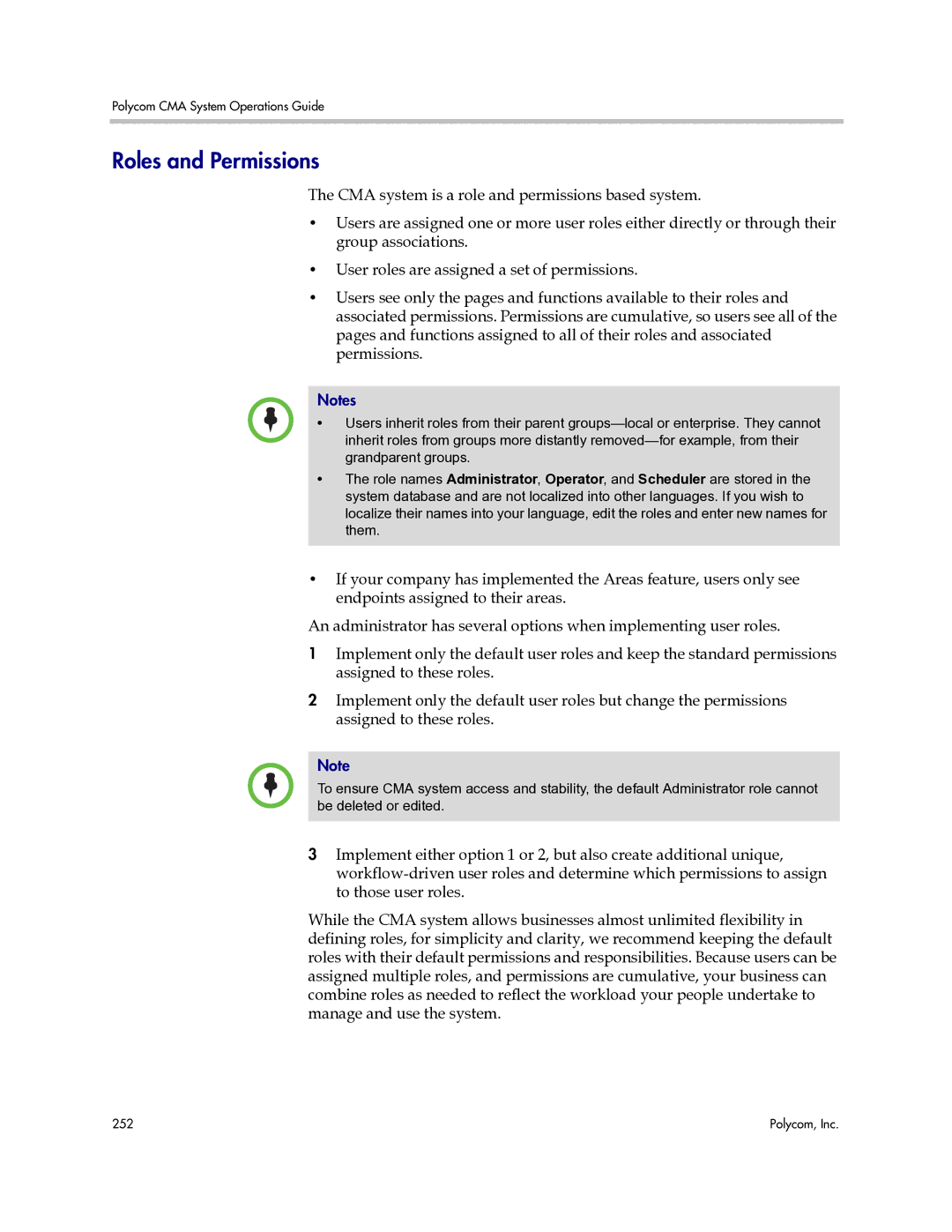 Polycom 3725-77601-001H manual Roles and Permissions 