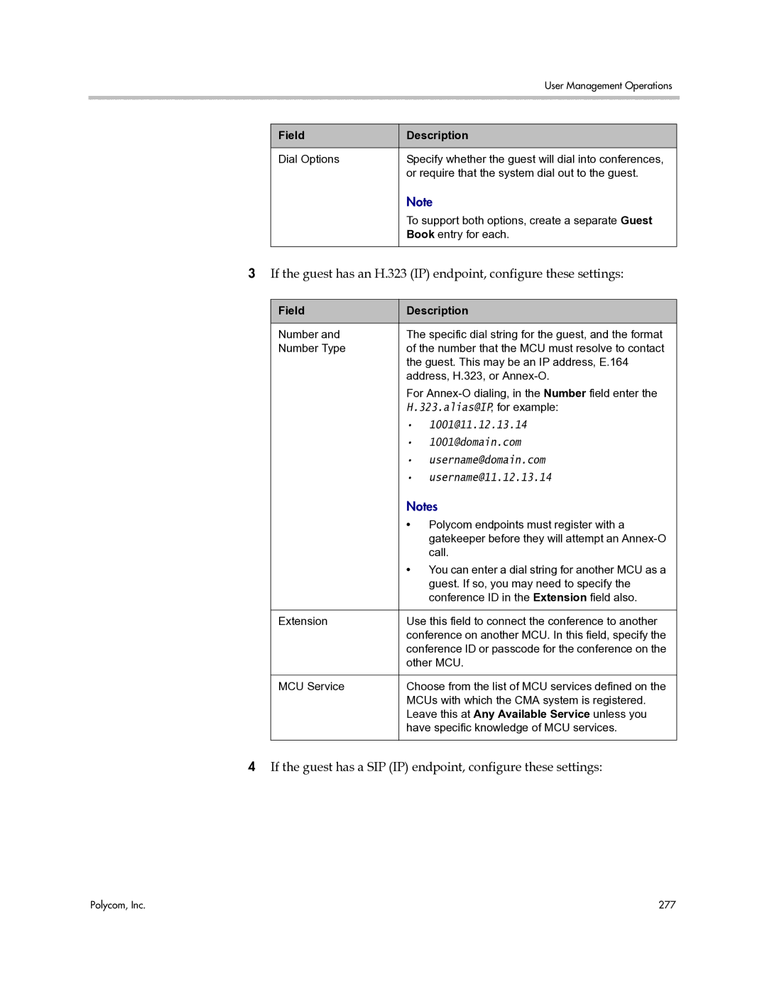 Polycom 3725-77601-001H manual Alias@IP , for example 