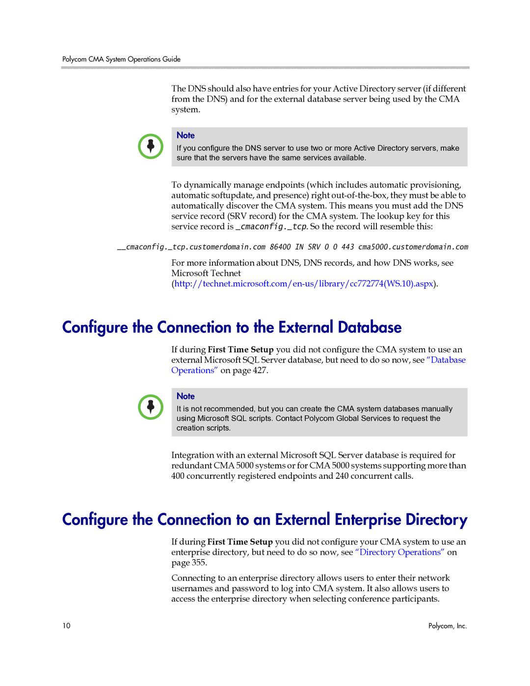 Polycom 3725-77601-001H manual Configure the Connection to the External Database 