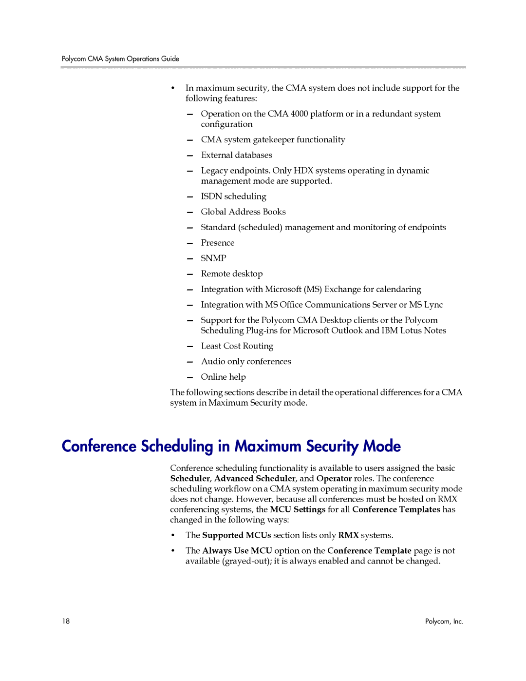 Polycom 3725-77601-001H manual Conference Scheduling in Maximum Security Mode, Snmp 