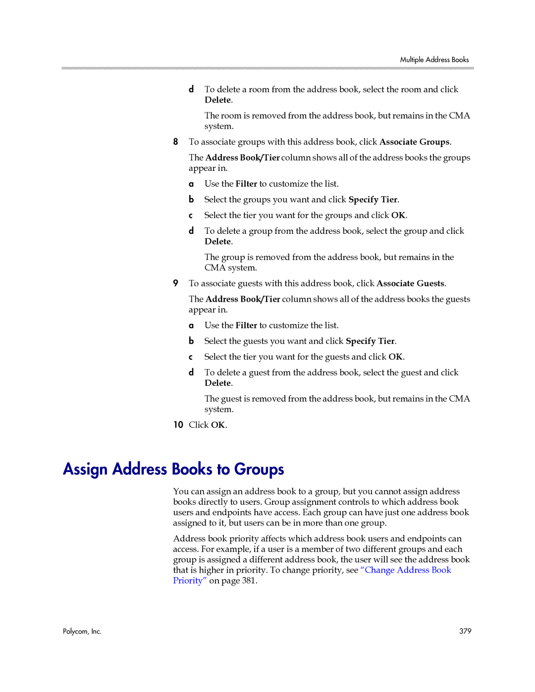 Polycom 3725-77601-001H manual Assign Address Books to Groups 