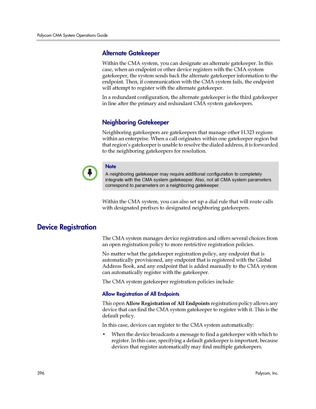 Polycom 3725-77601-001H manual Device Registration, Alternate Gatekeeper, Neighboring Gatekeeper 