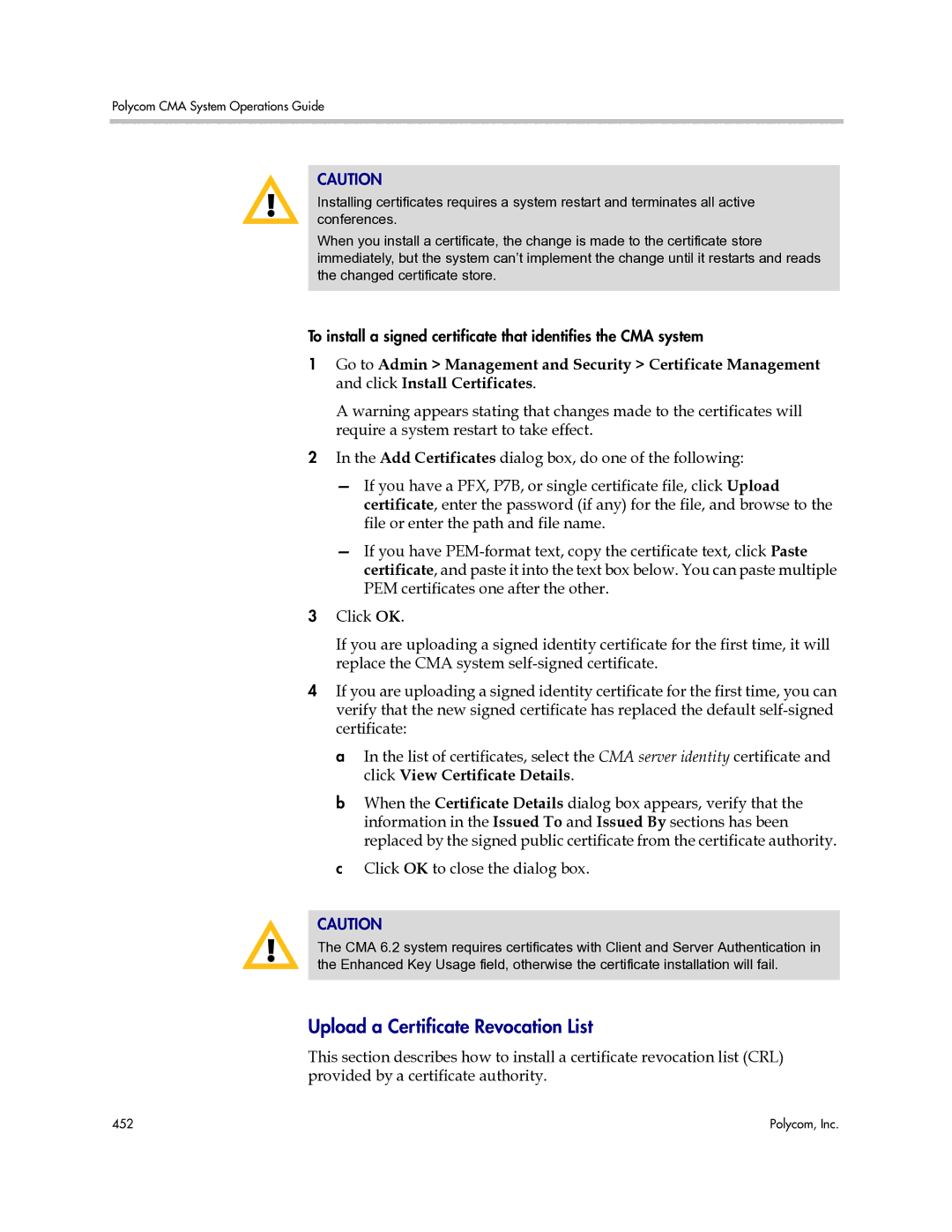 Polycom 3725-77601-001H manual Upload a Certificate Revocation List 