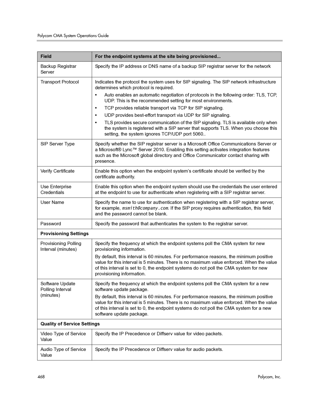 Polycom 3725-77601-001H manual Provisioning Settings, Quality of Service Settings 