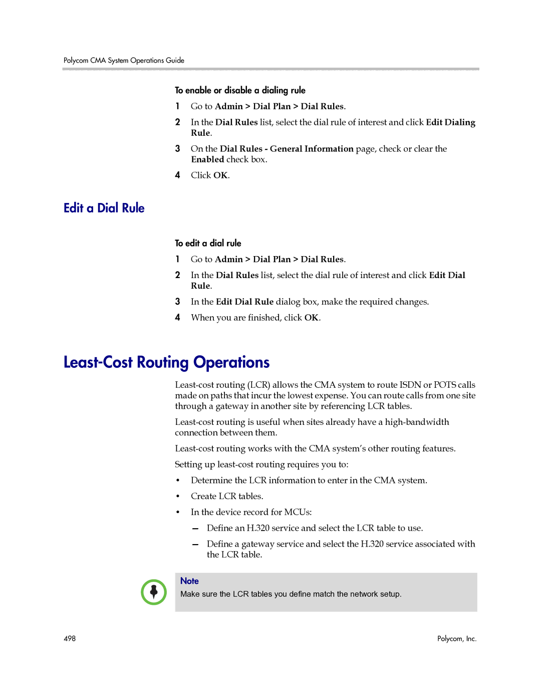 Polycom 3725-77601-001H manual Least-Cost Routing Operations, Edit a Dial Rule, Go to Admin Dial Plan Dial Rules 