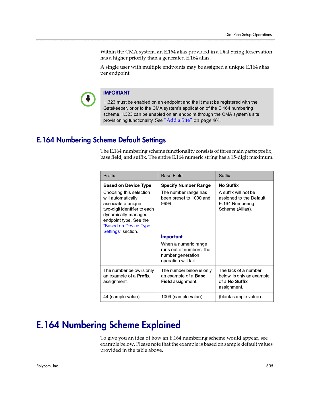 Polycom 3725-77601-001H manual Numbering Scheme Explained, Numbering Scheme Default Settings, A No Suffix 