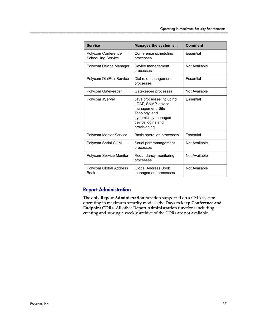 Polycom 3725-77601-001H manual Report Administration 