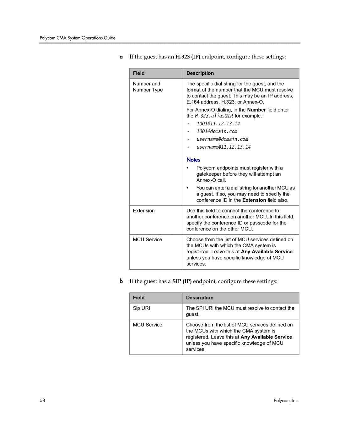 Polycom 3725-77601-001H manual If the guest has a SIP IP endpoint, configure these settings 