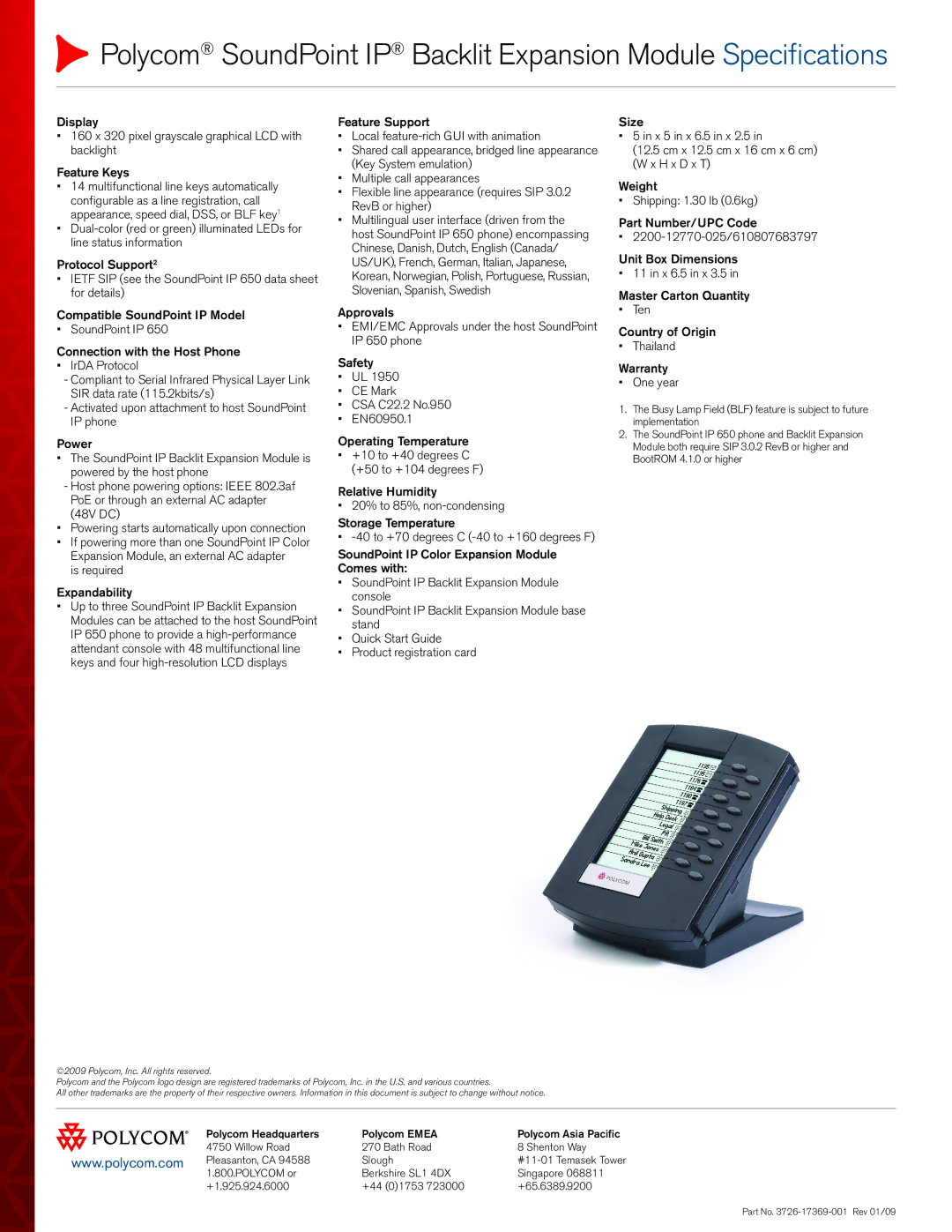 Polycom 3726-17369-001 manual Is required Expandability 