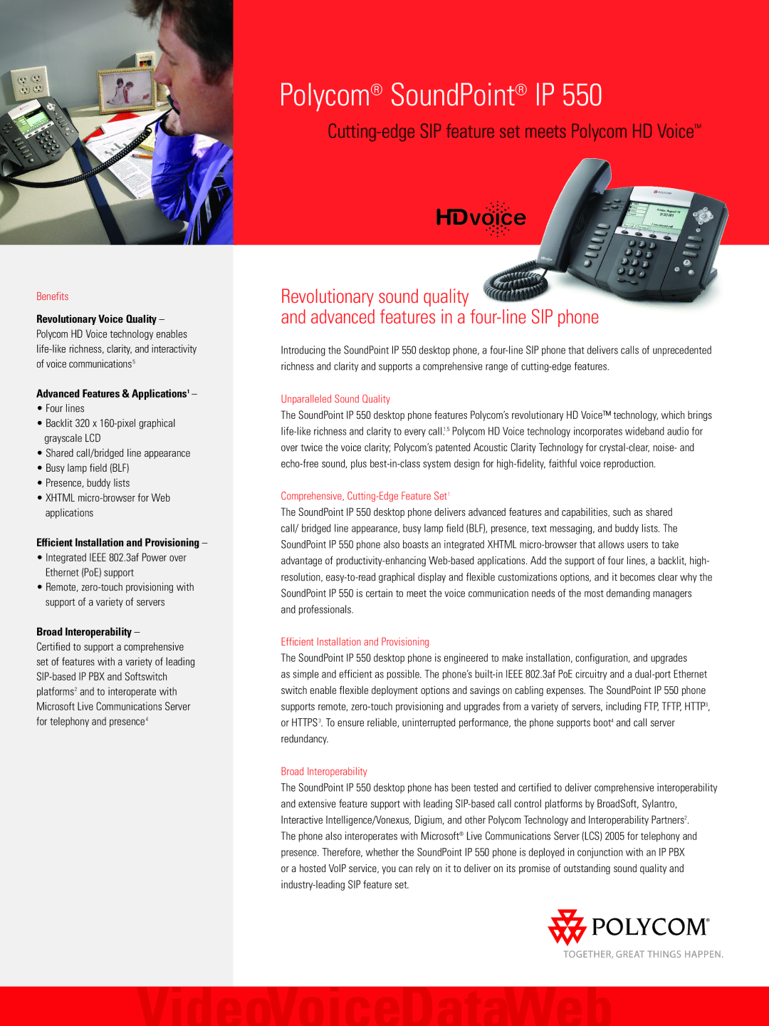 Polycom 3726-17680-001 manual Revolutionary Voice Quality, Advanced Features & Applications1, Broad Interoperability 