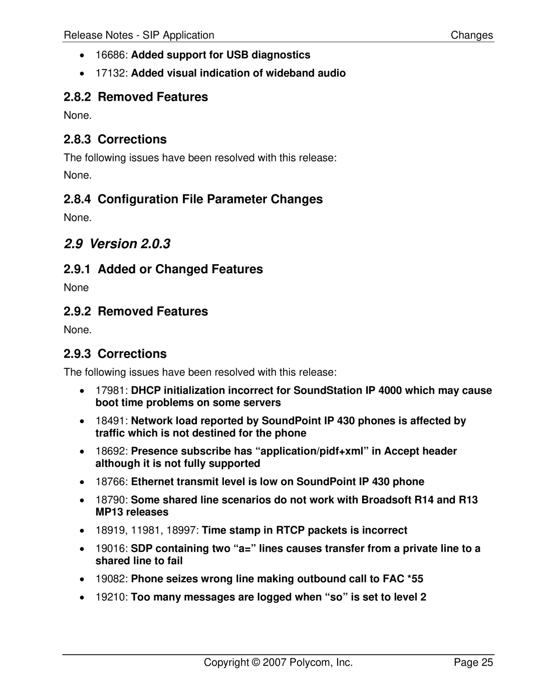 Polycom 3804-11530-222 manual Following issues have been resolved with this release None 