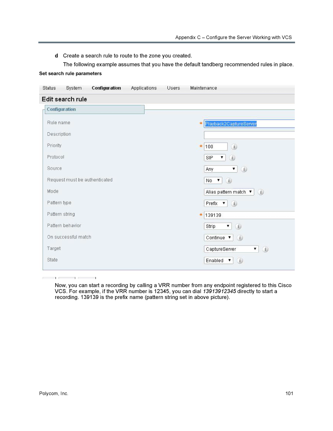 Polycom 40/0 manual Set search rule parameters 