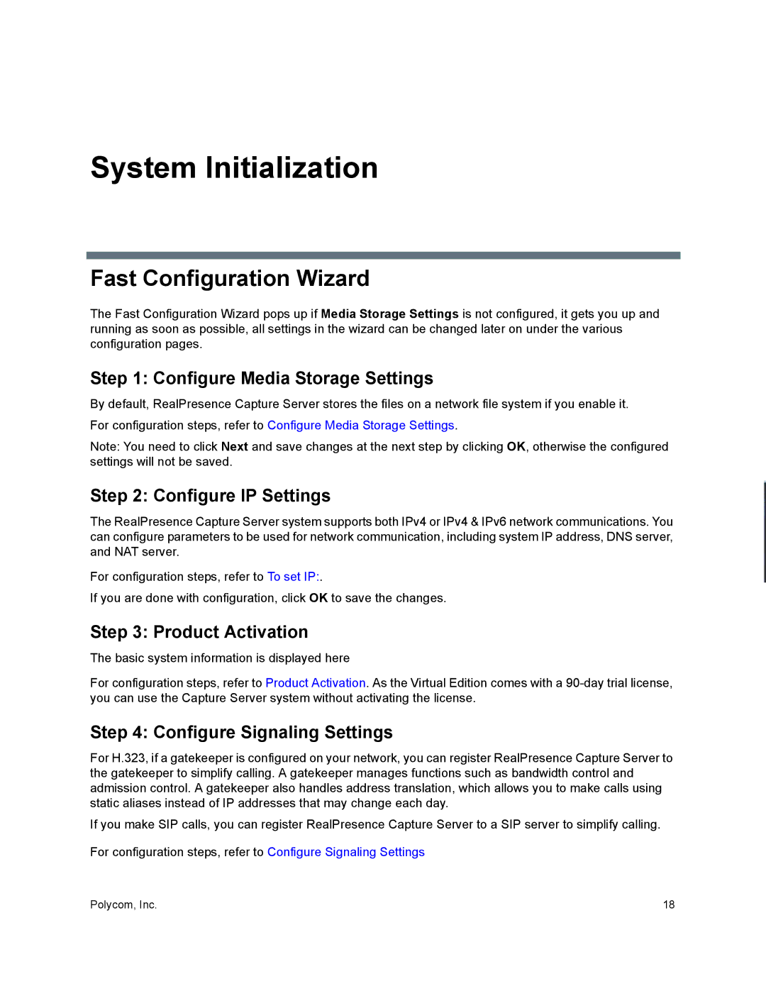 Polycom 40/0 manual System Initialization, Fast Configuration Wizard 