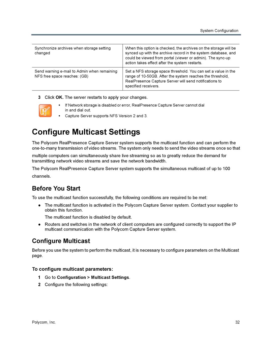 Polycom 40/0 manual Configure Multicast Settings, Before You Start, To configure multicast parameters 