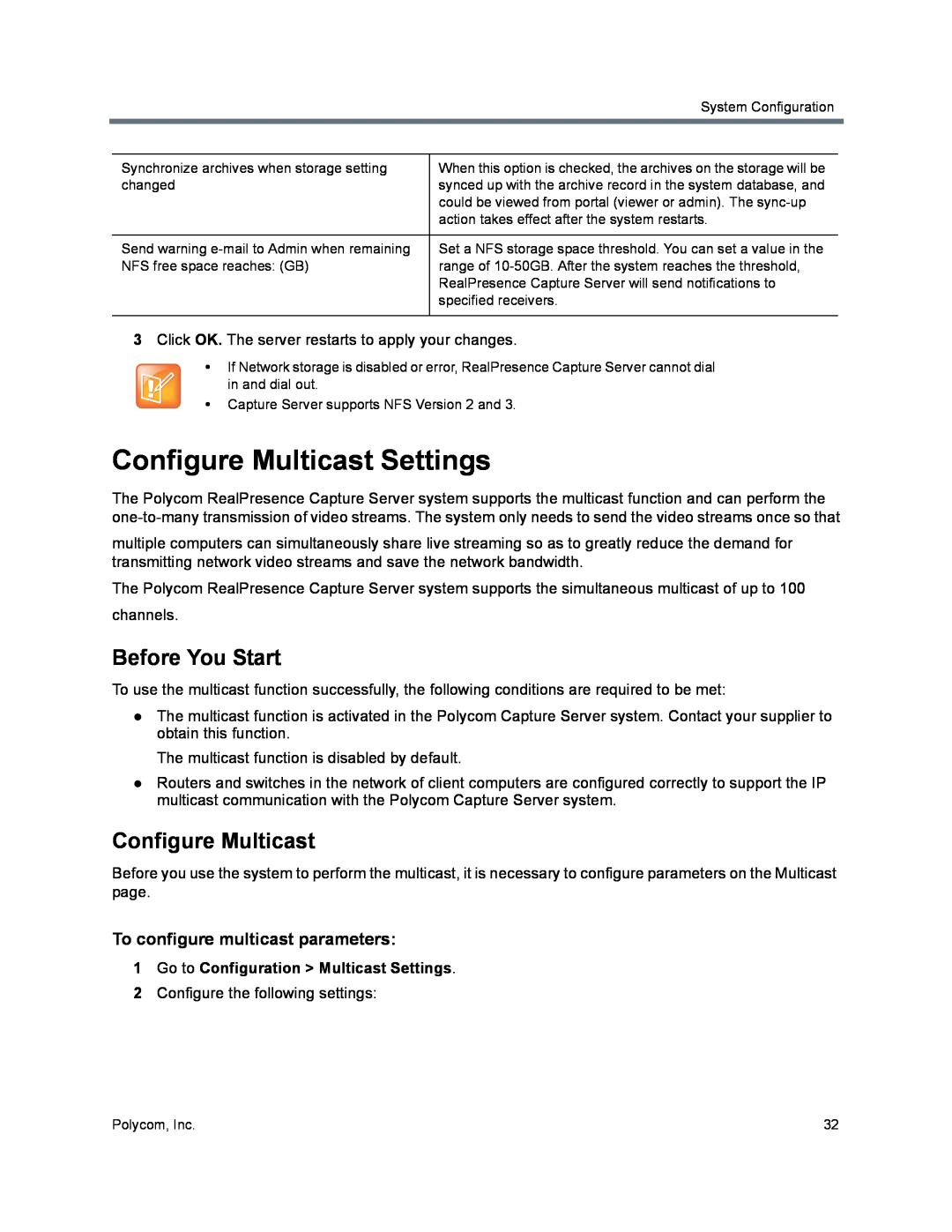 Polycom 40/0 manual Configure Multicast Settings, Before You Start, To configure multicast parameters 