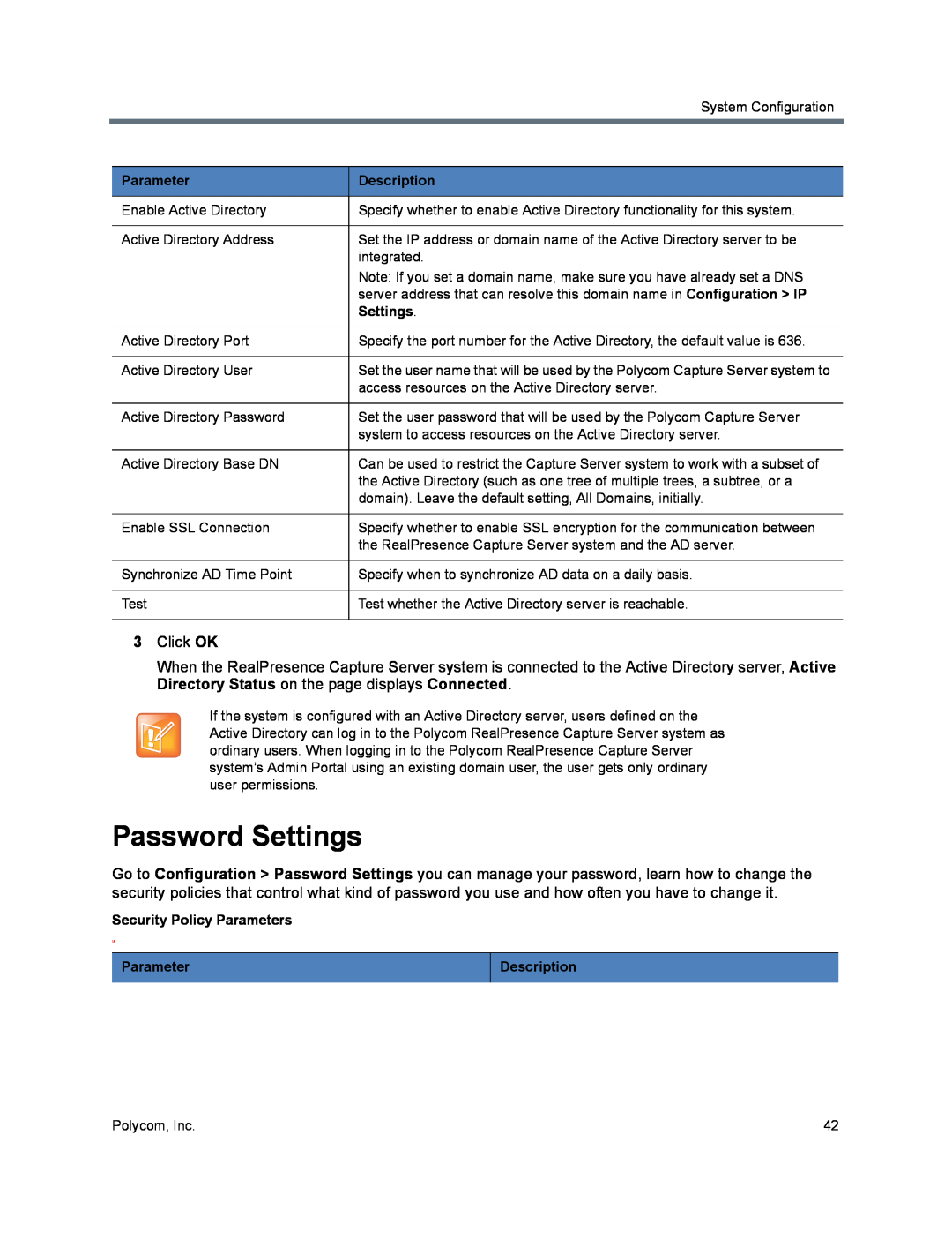 Polycom 40/0 manual Password Settings 