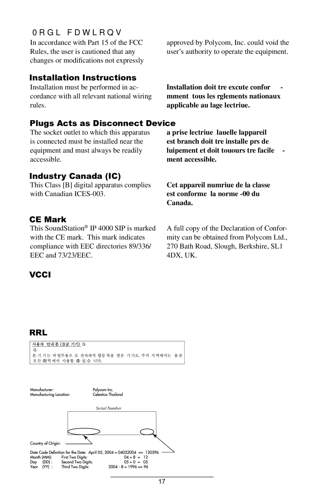 Polycom 4000 SIP 2.2 manual Modifications, Installation Instructions, Plugs Acts as Disconnect Device, Industry Canada IC 